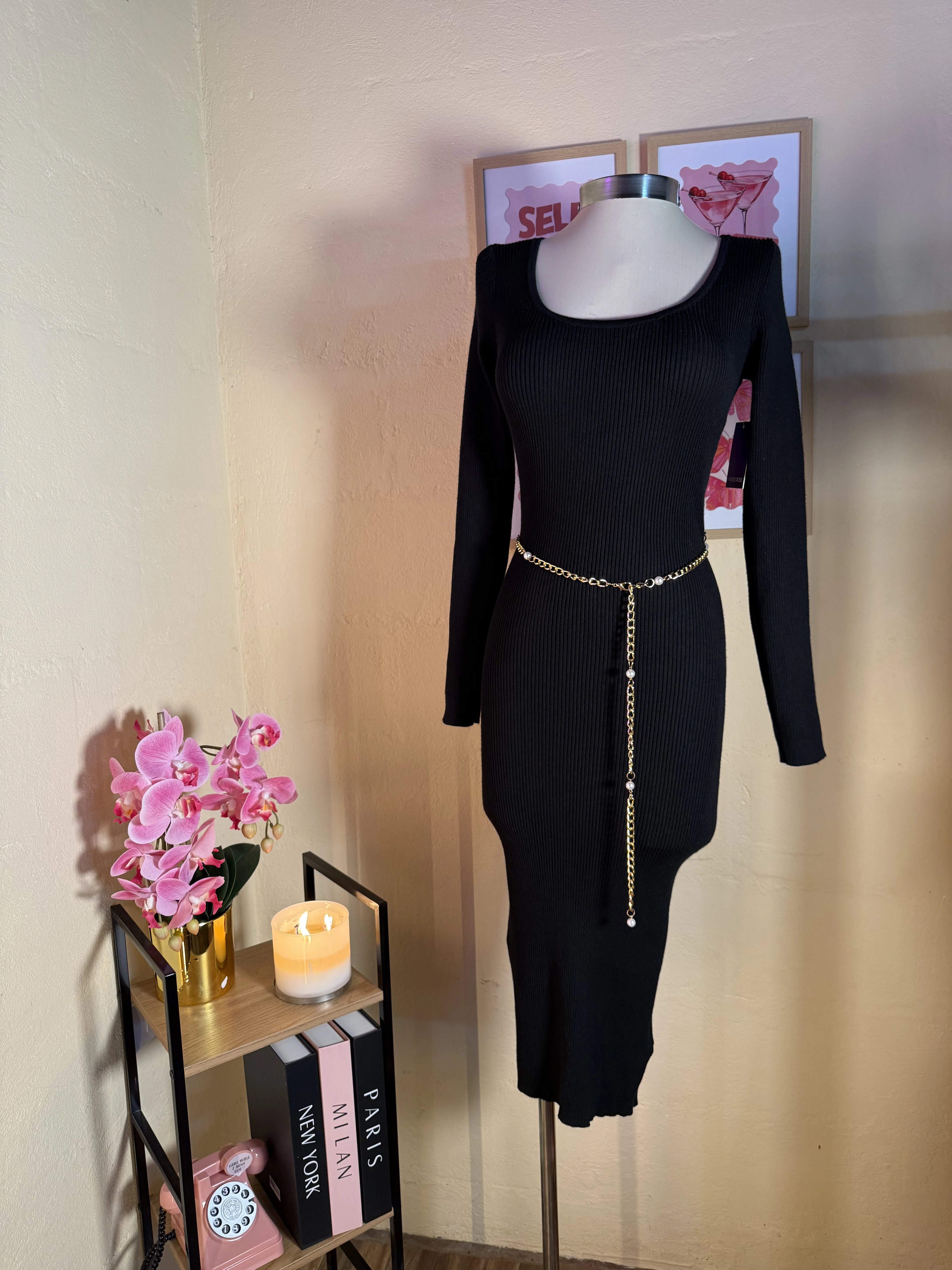  Midi Dress Noir Glam