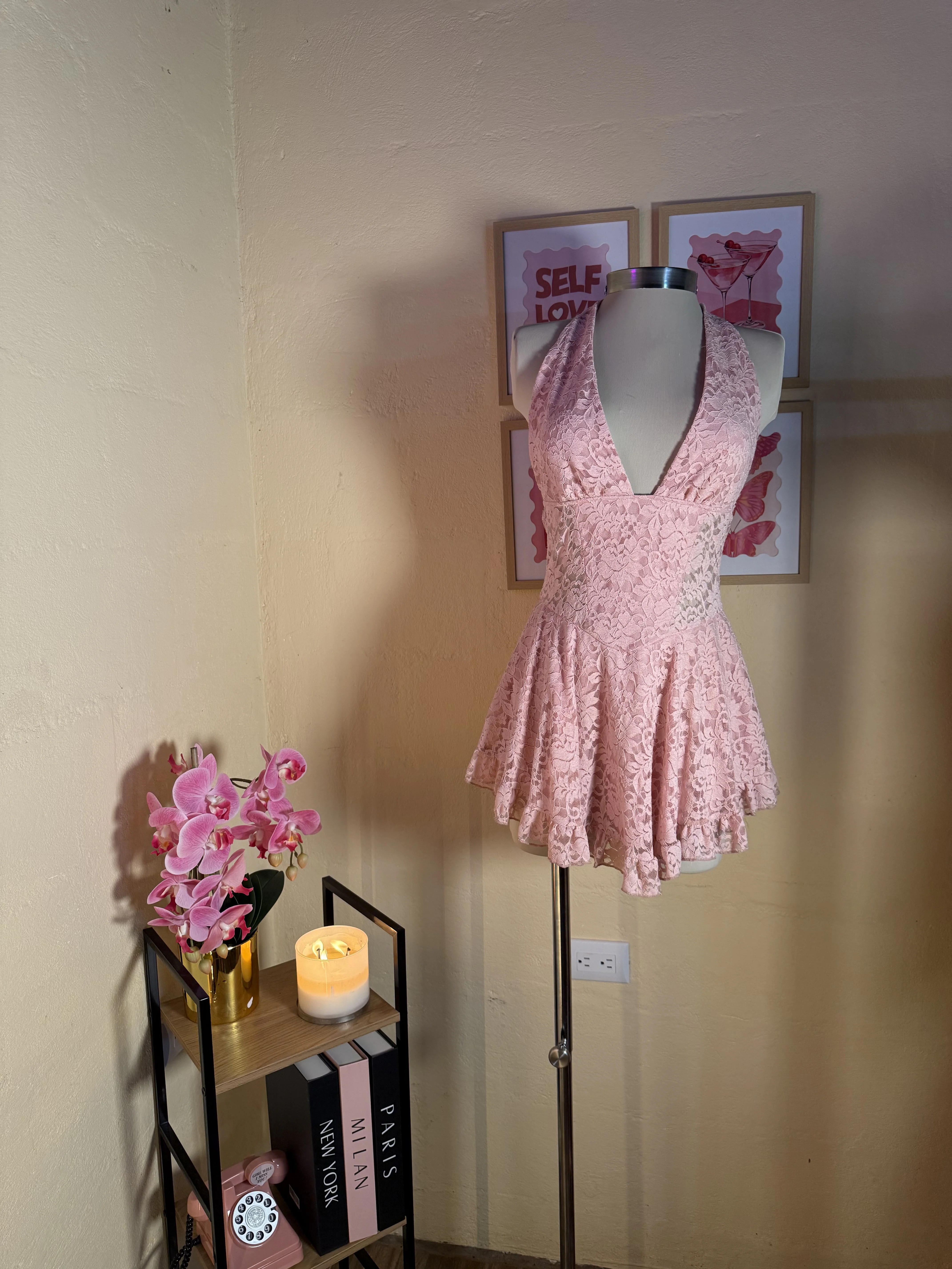 Pink lace Halter