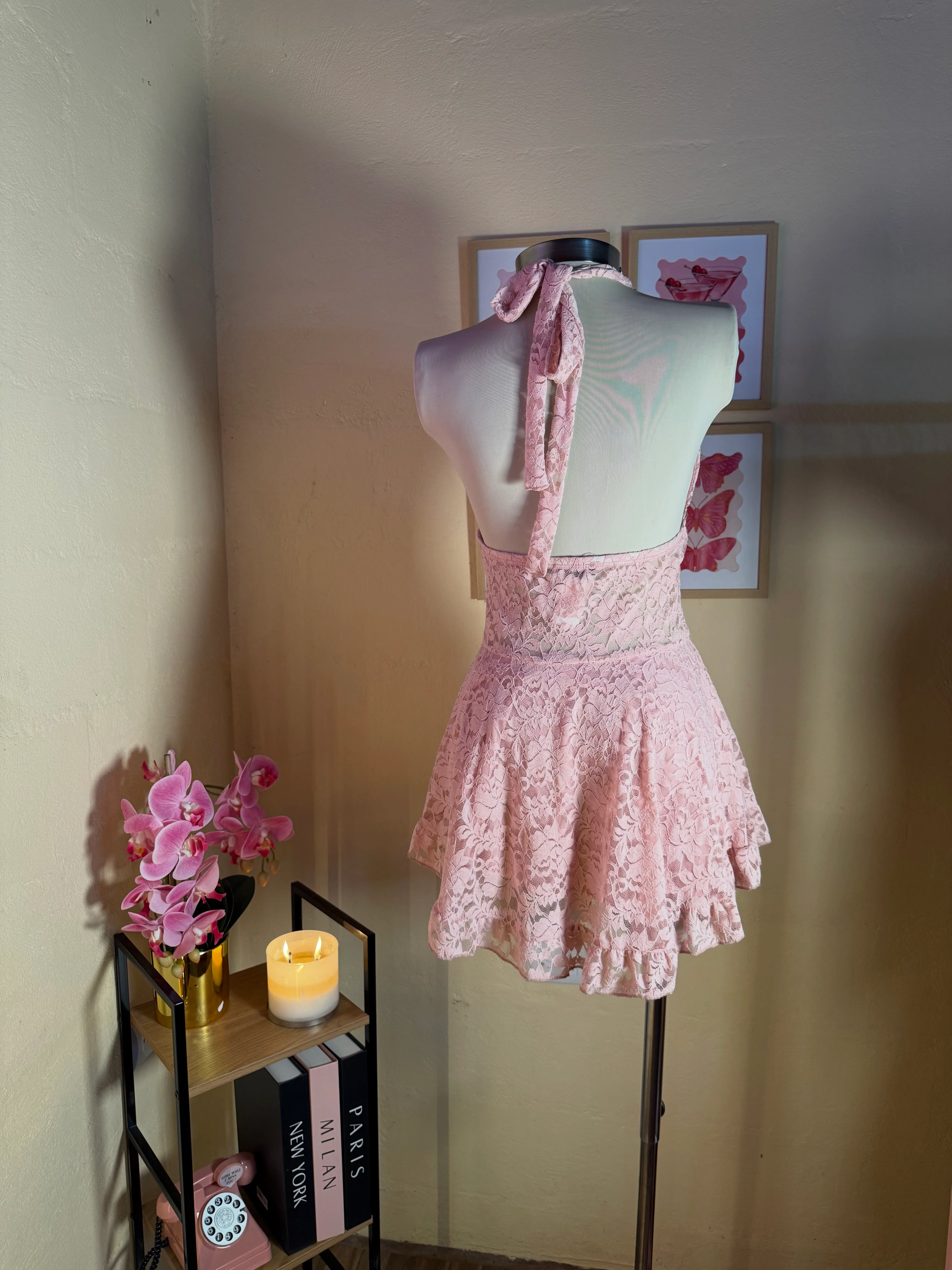 Pink lace Halter 2